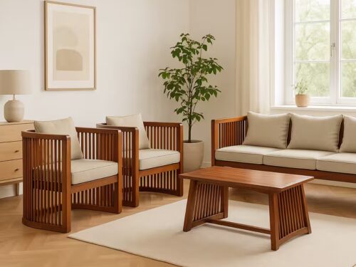 Zenith Teak Wood Sofa – Set Of 3+1+1 ( 5 Seater ) ahd