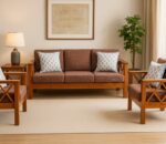 nano teak wood wooden sofa set with cushion (2)