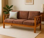nano three seater teak wood sofa with cusion (1)