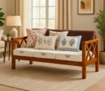 nano three seater teak wood sofa with cusion (2)