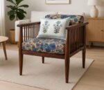 Ribble Wooden Sofa Set, Floral Pattern Fabric Upholstery, High Density Spring Cushion, Handcrafted, Termite Resistant - Image 3