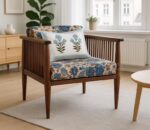 Ribble Wooden Sofa Set, Floral Pattern Fabric Upholstery, High Density Spring Cushion, Handcrafted, Termite Resistant - Image 2