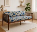 Ribble Wooden Sofa Set, Floral Pattern Fabric Upholstery, High Density Spring Cushion, Handcrafted, Termite Resistant - Image 4