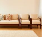 stan wooden sofa set 3+1+1 in mahogany with cushion - ahd furniture