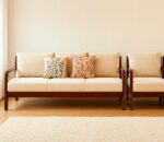 stan wooden sofa set 3+1+1 in mahogany with cushion - ahd furniture