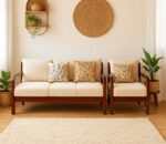 stan wooden sofa set 3+1+1 in mahogany with cushion - ahd furniture
