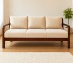 stan wooden sofa three seater in mahogany with cushion - ahd furniture