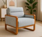 xylo one seater teak wood wooden sofa with cushion