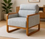 xylo one seater teak wood wooden sofa with cushion