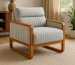 xylo one seater teak wood wooden sofa with cushion