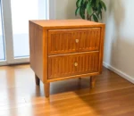 Teak Wood, 2 Drawers, Brass Knob, Groove Work