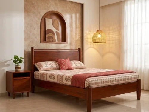 Kima Wooden Queen Size Bed B2 In Teak Wood