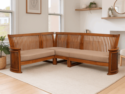 Luxe Teak Wood Corner Sofa