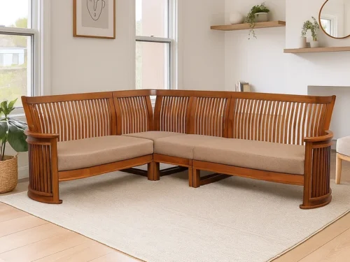 Luxe Teak Wood Corner Sofa