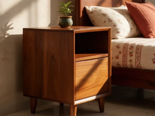 Roma Bed Side Table In Teak Wood 1