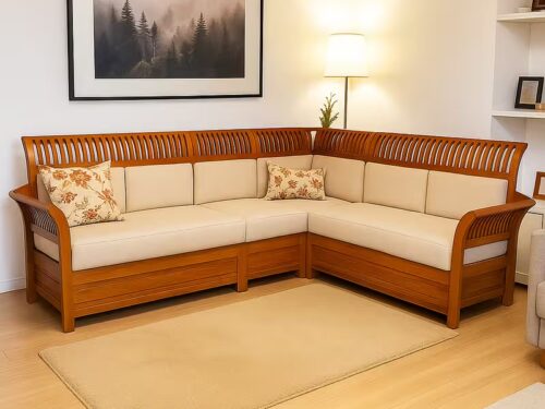 Rustica Teak Wooden Corner Sofa