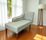 Rover diwan, Wooden leg, chesterfield design fabric ,