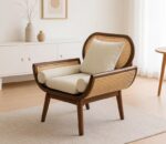 Tropicana 1 seater wooden teak wood rattan sofa (2)