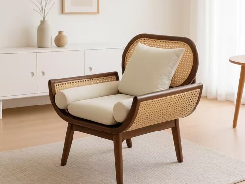 Tropicana 1 seater wooden teak wood rattan sofa (2)