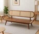 Tropicana 3 seater wooden teak wood rattan sofa (5)