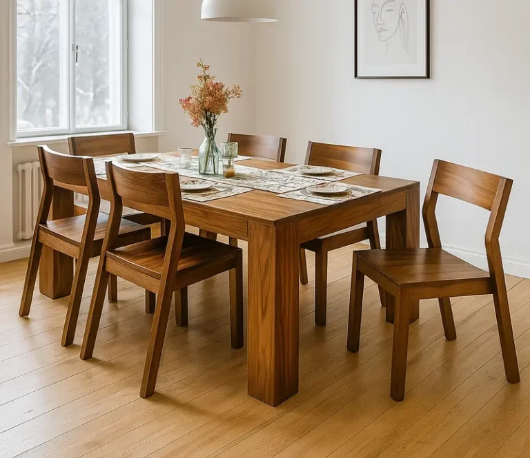 Brunswick 6 Seater Dining Table Set In Teak Wood