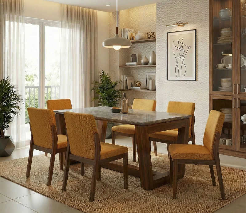 Elon Marble Top 6 Seater ( Table Only )