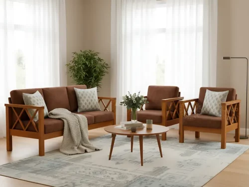 nano teak wood wooden sofa set with cushion (2)
