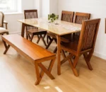 Tokyo 6 Seater Wooden Dining Table Set In Teak Wood Table with Chairs (5)_result