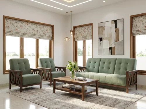 Alder 311 Wooden Sofa Set In Mahagony