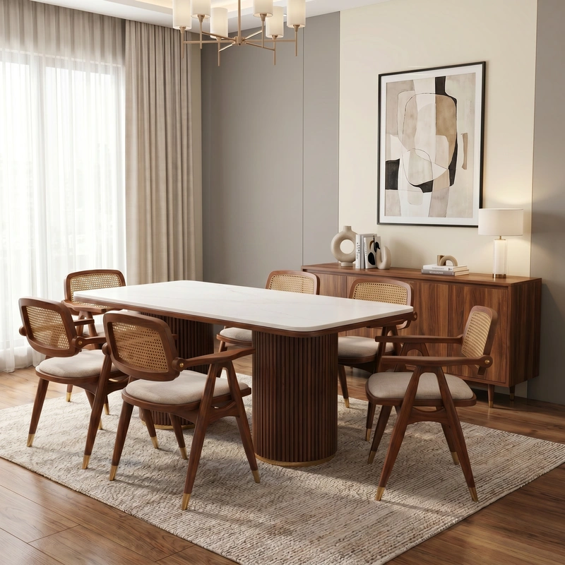 Aurora 6 Seater Marble Top Dining Table