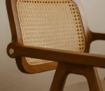 Aurora Marble Dining Table – Fluted Wooden Pedestal Base (6-Seater) - Teak Finish - Image 8