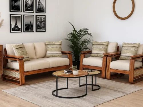 Oslo Scandinavian Mahogany Wood Sofa – Teak Finish (3)