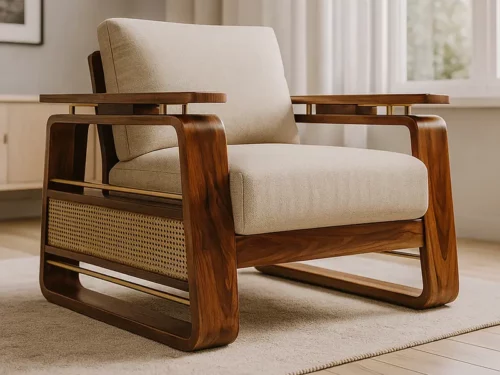 Oslo Scandinavian Mahogany Wood Sofa – Teak Finish (3)