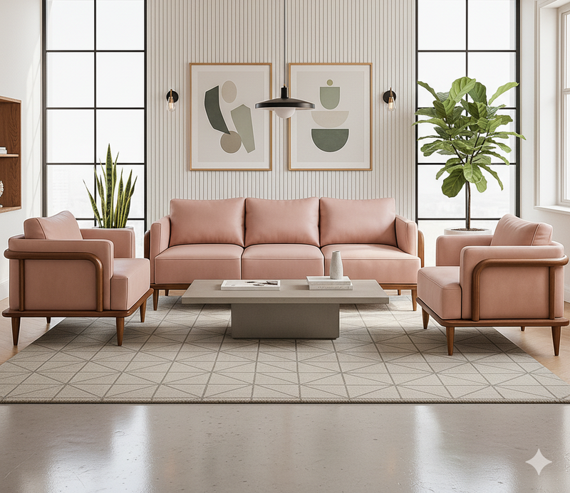 Blushwood Sofa Set – Modern Living Room Sofa with Solid Wood Frame