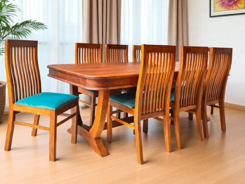 Italian 8 Seater Dining Table With Reaper Chair In Teak Wood