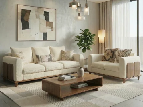 Tevora 3+2 wooden sofa set