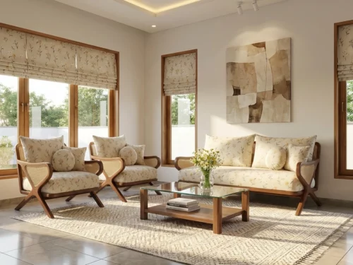 Xora Teak Finish Wooden Sofa Set