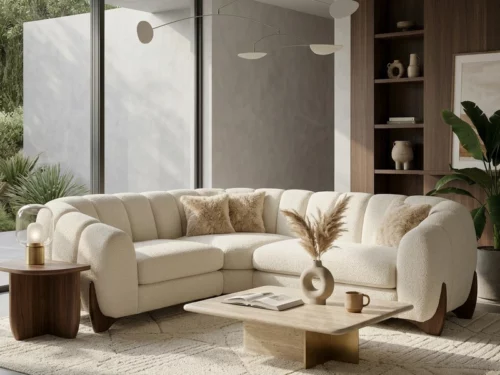 Cloud Curve Boucl Sectional Fabric Sofa