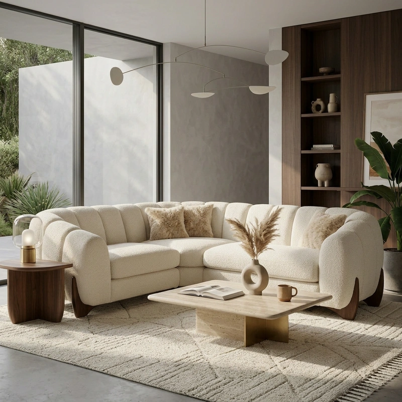 Cloud Curve Boucl Sectional Fabric Sofa