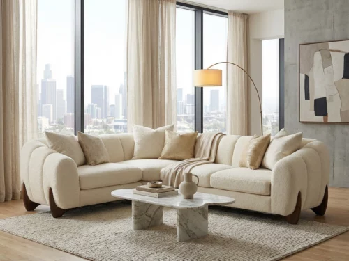 Cloud Curve Bouclé Fabric Sectional Sofa