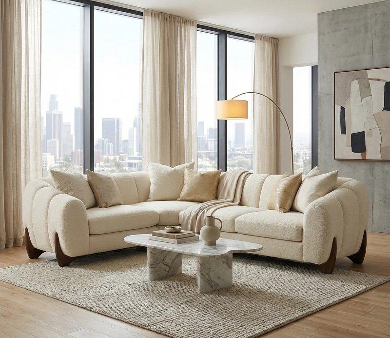 Cloud Curve Bouclé Fabric Sectional Sofa