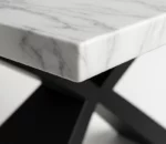 Minimalist 6 Seater Marble Top Dining Table with Geometric Black Metal Base - Metal, 6 Seater, Marble Top - Image 2
