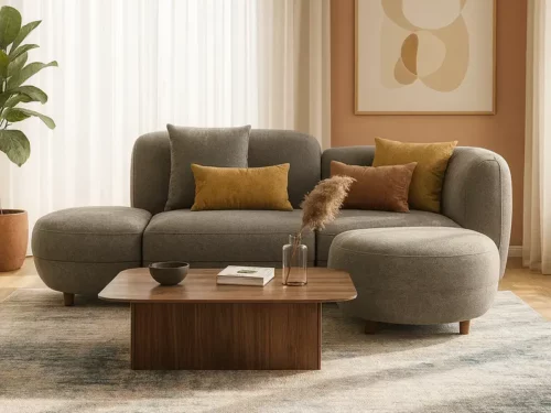 pebble fabric sofa set