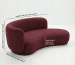 Aurora Curved Fabric Sofa Maroon