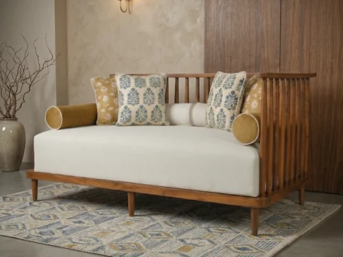 Miraa 3 Seater Wooden Sofa In Teak Wood