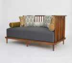 Miraa 3 Seater Wooden Sofa In Teak Wood grey
