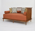 Miraa 3 Seater Wooden Sofa In Teak Wood orange