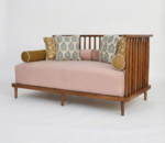 Miraa 3 Seater Wooden Sofa In Teak Wood pink