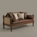 Victorian Cane-Back 3 seater wooden sofa in teak wood (1)