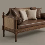 Victorian Cane-Back 3 seater wooden sofa in teak wood (2)